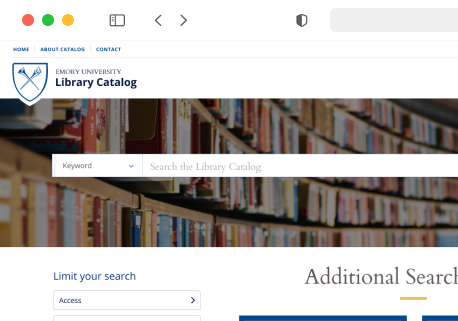 Screenshot of Emory University catalog project