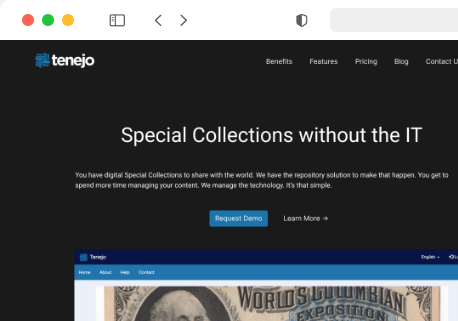 Screenshot of Tenejo platform interface